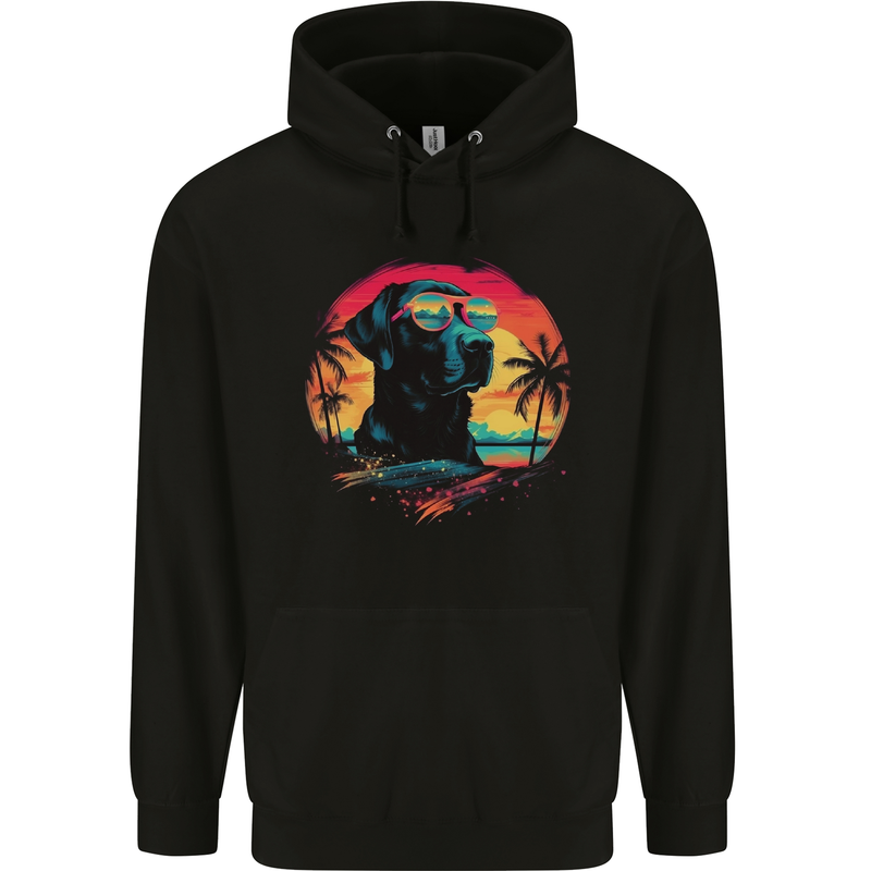 Labrador Sunset Dog Childrens Kids Hoodie Black