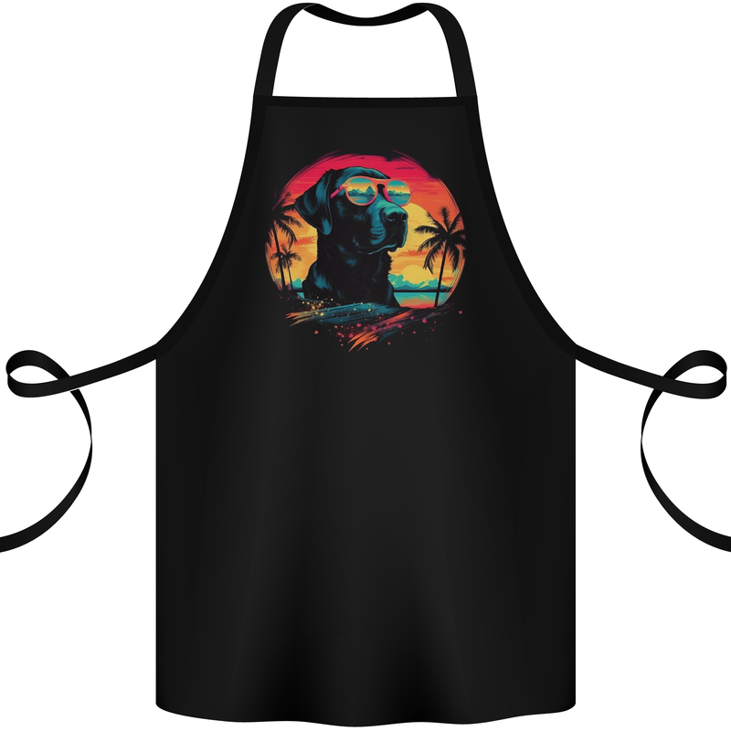Labrador Sunset Dog Cotton Apron 100% Organic Black