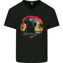 Labrador Sunset Dog Mens V-Neck Cotton T-Shirt Black