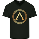 Lambda Symbol Bodybuilding Gym Training Mens V-Neck Cotton T-Shirt Black
