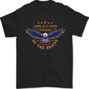 Land of the Free Because of the Brave July 4th Mens T-Shirt 100% Cotton Black