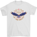 Land of the Free Because of the Brave July 4th Mens T-Shirt 100% Cotton White