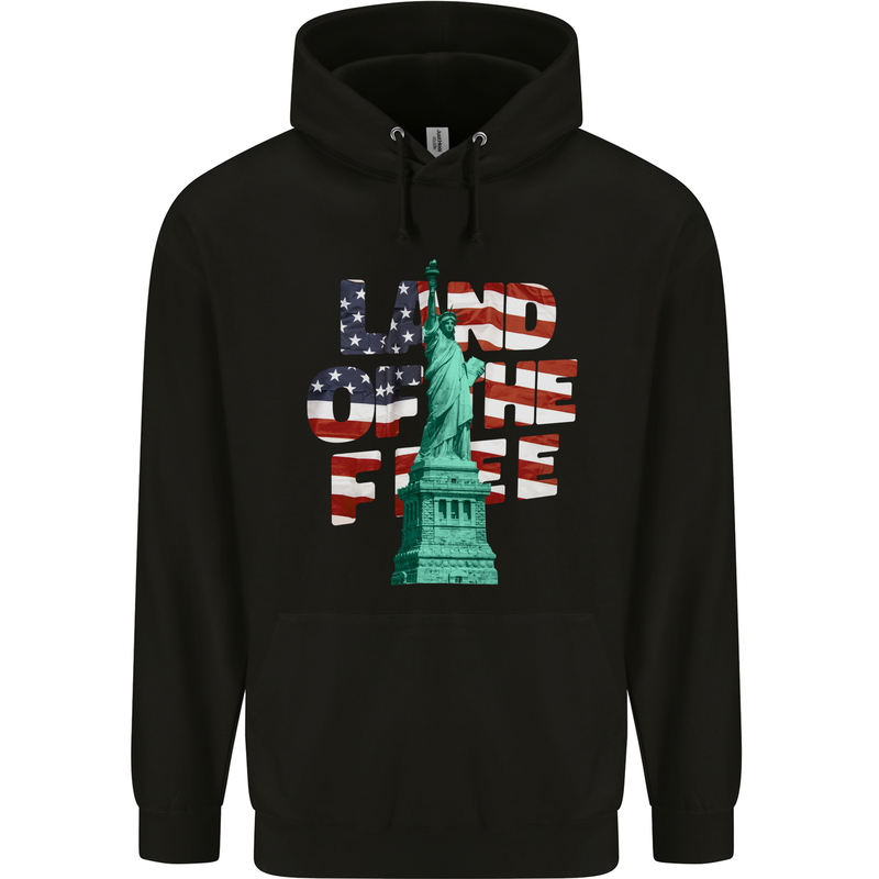 Land of the Free Independence Day 4th of July Childrens Kids Hoodie Black