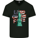 Land of the Free Independence Day 4th of July Mens V-Neck Cotton T-Shirt Black