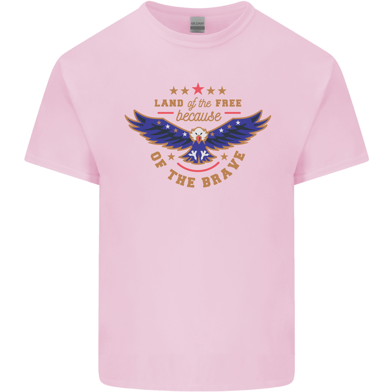 Land of the Free USA Veteran Independence Day Kids T-Shirt Childrens Light Pink