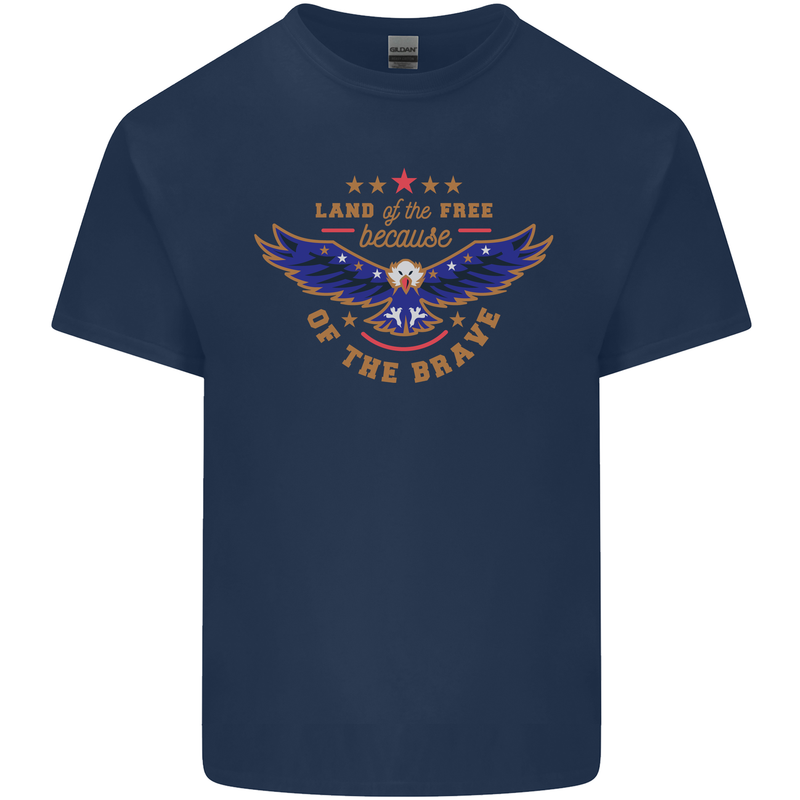Land of the Free USA Veteran Independence Day Kids T-Shirt Childrens Navy Blue