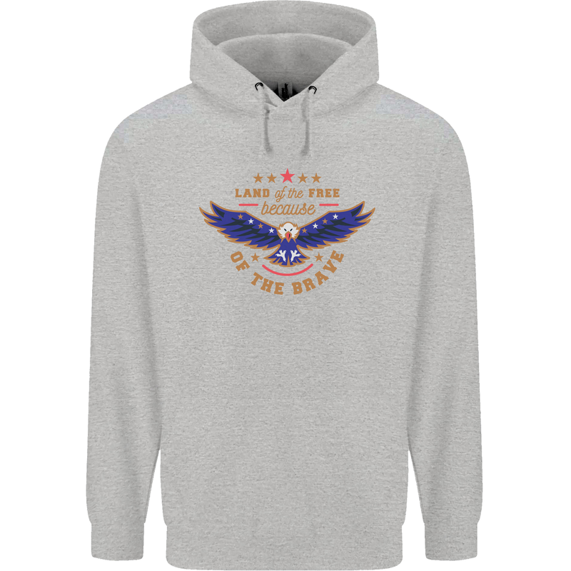 Land of the Free USA Veteran Independence Day Mens 80% Cotton Hoodie Sports Grey
