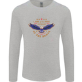 Land of the Free USA Veteran Independence Day Mens Long Sleeve T-Shirt Sports Grey