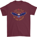 Land of the Free USA Veteran Independence Day Mens T-Shirt 100% Cotton Maroon