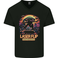 Laserflip Skateboards Skateboarder UFO Alien Mens V-Neck Cotton T-Shirt Black