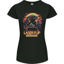 Laserflip Skateboards Skateboarder UFO Alien Womens Petite Cut T-Shirt Black