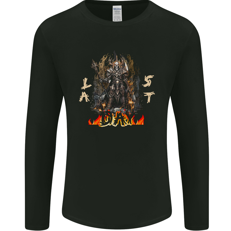 Last Day Skull Demon From Hell Mens Long Sleeve T-Shirt Black