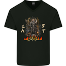 Last Day Skull Demon From Hell Mens V-Neck Cotton T-Shirt Black