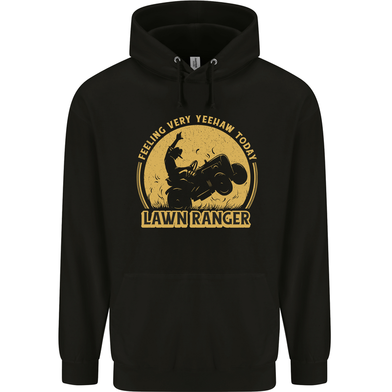 Lawn Ranger Funny Gardener Gardening Childrens Kids Hoodie Black