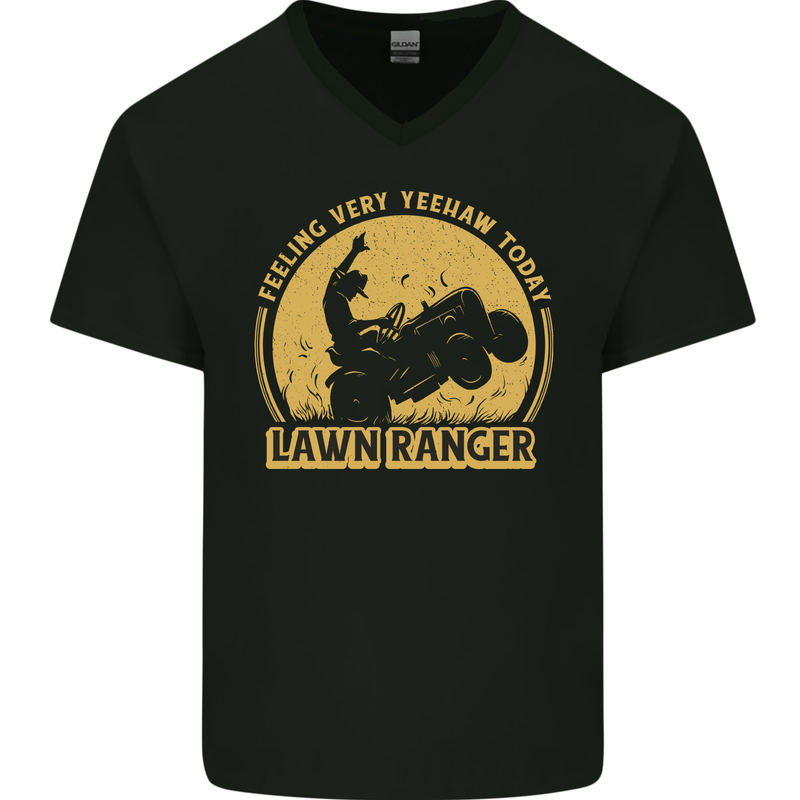 Lawn Ranger Funny Gardener Gardening Mens V-Neck Cotton T-Shirt Black