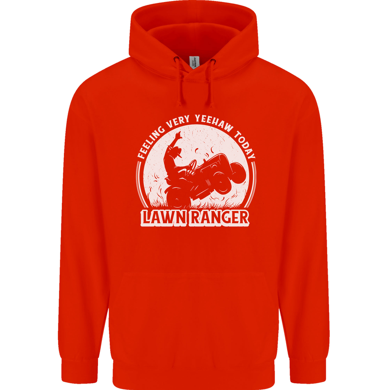 Lawn Ranger Funny Gardening Gardener Childrens Kids Hoodie Bright Red