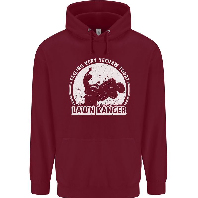 Lawn Ranger Funny Gardening Gardener Childrens Kids Hoodie Maroon