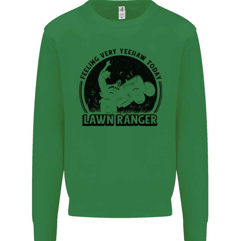 Lawn Ranger Funny Gardening Gardener Grass Kids Sweatshirt Jumper Irish Green