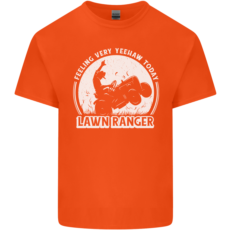 Lawn Ranger Funny Gardening Gardener Mens Cotton T-Shirt Tee Top Orange