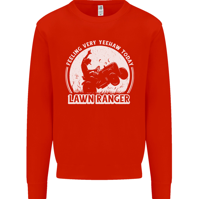 Lawn Ranger Funny Gardening Gardener Mens Sweatshirt Jumper Bright Red