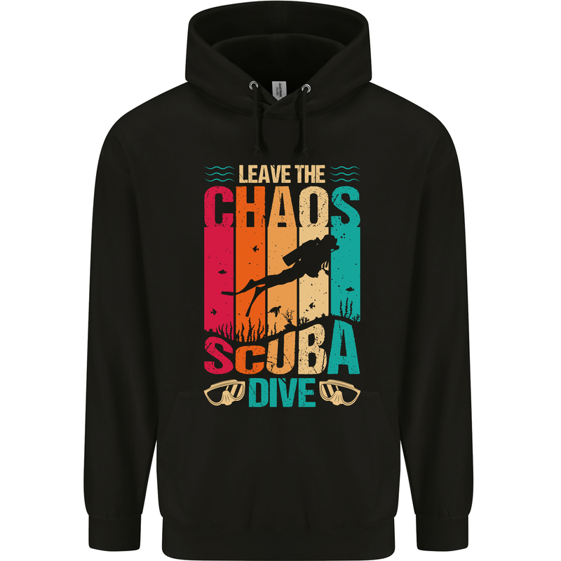 Leave the Chaos Go Scuba Diving Diver Dive Mens 80% Cotton Hoodie Black