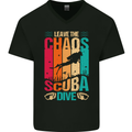 Leave the Chaos Go Scuba Diving Diver Dive Mens V-Neck Cotton T-Shirt Black