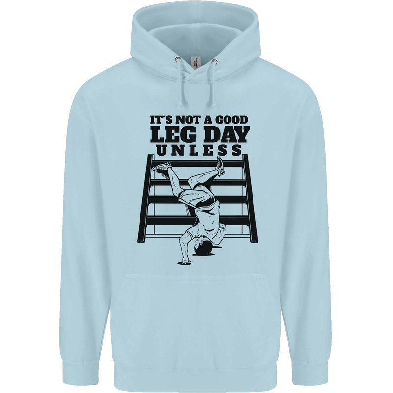 Leg Day Funny Bodybuilding Gym Training Childrens Kids Hoodie Light Blue