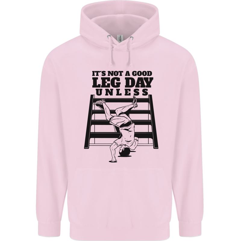 Leg Day Funny Bodybuilding Gym Training Childrens Kids Hoodie Light Pink