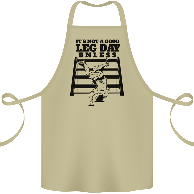 Leg Day Funny Bodybuilding Gym Training Cotton Apron 100% Organic Khaki