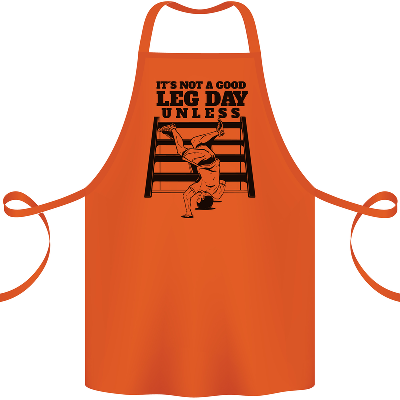 Leg Day Funny Bodybuilding Gym Training Cotton Apron 100% Organic Orange