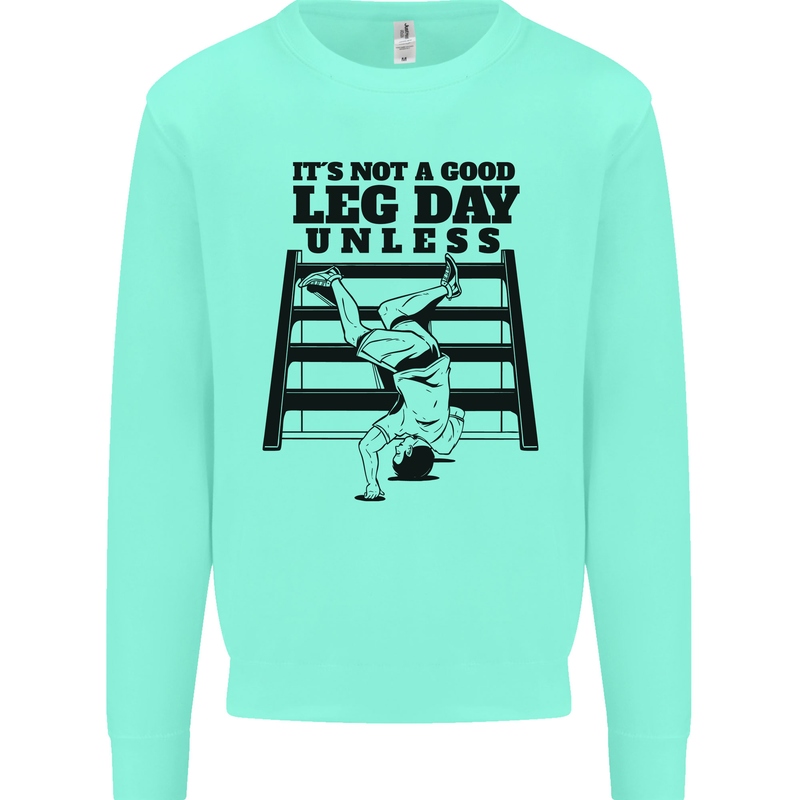 Leg Day Funny Bodybuilding Gym Training Kids Sweatshirt Jumper Peppermint