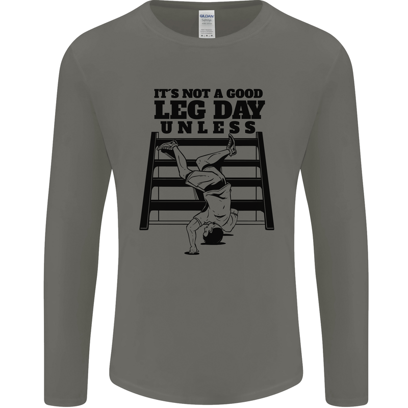 Leg Day Funny Bodybuilding Gym Training Mens Long Sleeve T-Shirt Charcoal