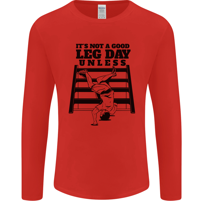 Leg Day Funny Bodybuilding Gym Training Mens Long Sleeve T-Shirt Red