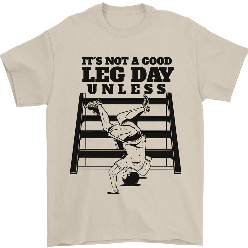 Leg Day Funny Bodybuilding Gym Training Mens T-Shirt 100% Cotton Sand