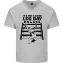 Leg Day Funny Bodybuilding Gym Training Mens V-Neck Cotton T-Shirt Sports Grey