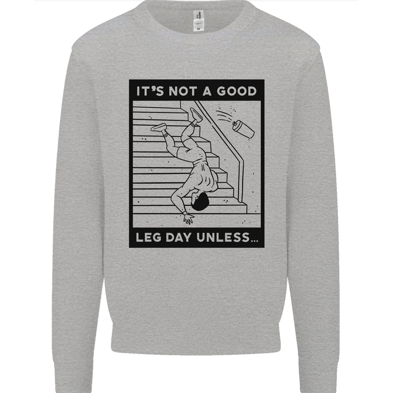 Leg Day Funny Gym Bodybuilding Training Top Kids Sweatshirt Jumper Sports Grey