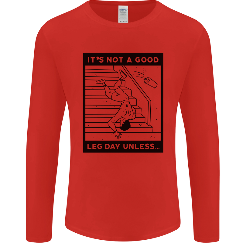 Leg Day Funny Gym Bodybuilding Training Top Mens Long Sleeve T-Shirt Red
