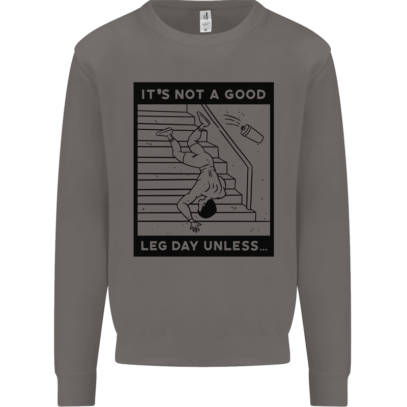 Leg Day Funny Gym Bodybuilding Training Top Mens Sweatshirt Jumper Charcoal
