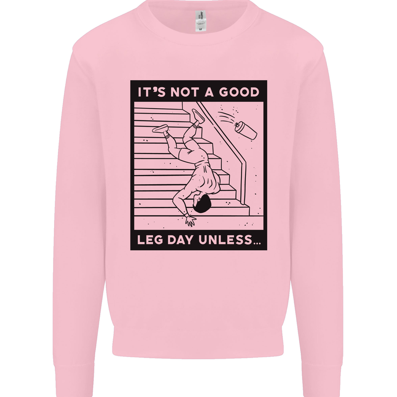 Leg Day Funny Gym Bodybuilding Training Top Mens Sweatshirt Jumper Light Pink