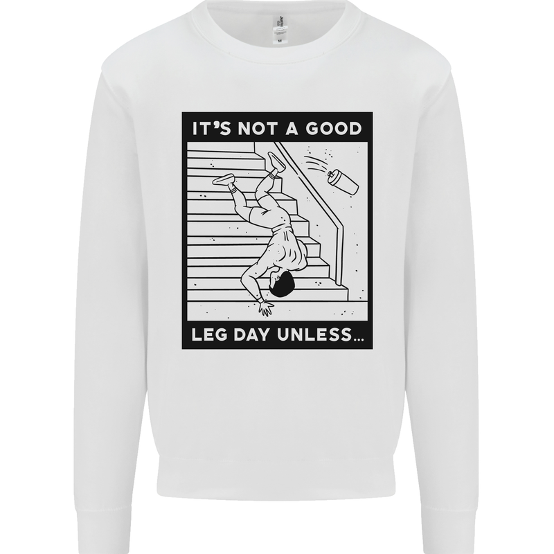 Leg Day Funny Gym Bodybuilding Training Top Mens Sweatshirt Jumper White