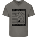 Leg Day Funny Gym Bodybuilding Training Top Mens V-Neck Cotton T-Shirt Charcoal