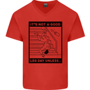 Leg Day Funny Gym Bodybuilding Training Top Mens V-Neck Cotton T-Shirt Red