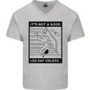 Leg Day Funny Gym Bodybuilding Training Top Mens V-Neck Cotton T-Shirt Sports Grey