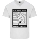 Leg Day Funny Gym Bodybuilding Training Top Mens V-Neck Cotton T-Shirt White