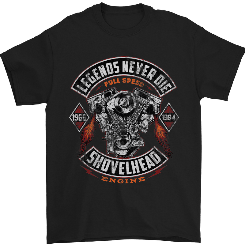 a black t - shirt with an image of a motorcycle engine
