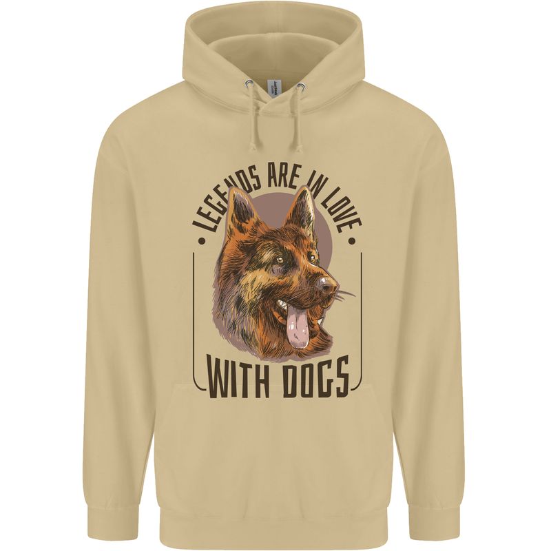 Legends in Love With Dogs German Shepherd Mens 80% Cotton Hoodie Sand