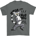 Lemur Hug You Mens T-Shirt 100% Cotton Charcoal