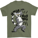 Lemur Hug You Mens T-Shirt 100% Cotton Military Green