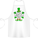 Leprechaun Size Funny St Patricks Day Cotton Apron 100% Organic White