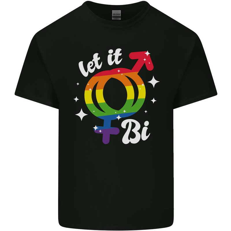 Let It Bi LGBT Gay Pride Awareness Mens Cotton T-Shirt Tee Top Black